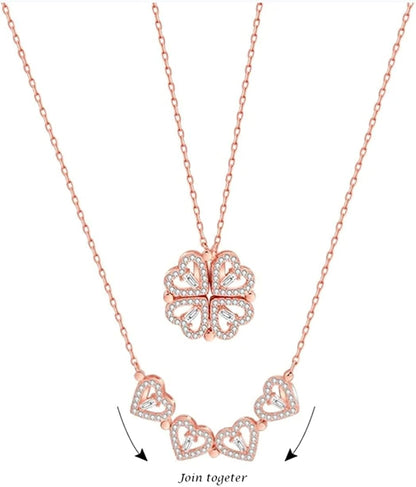 Luxe Hearts Clover Necklace